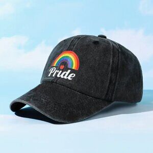 Pride Baseball Trucker Hat Charcoal Black Adjustable Buckle